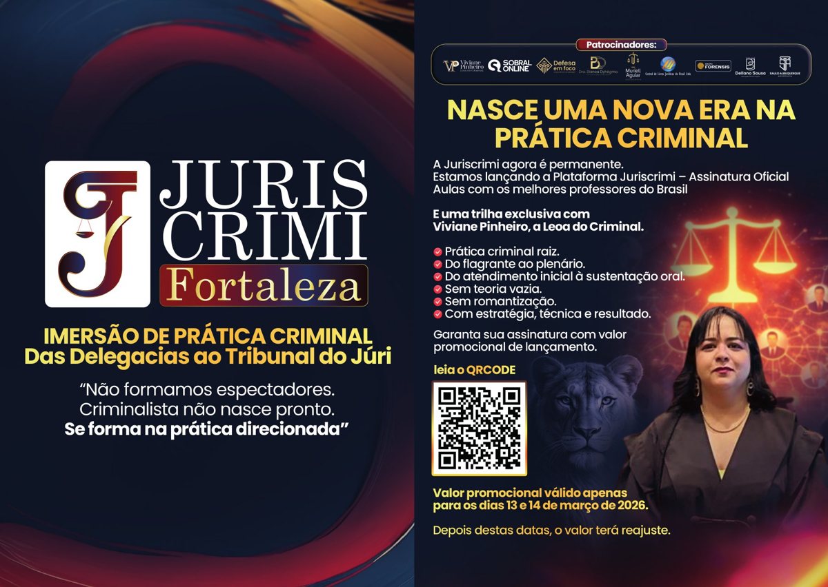 Pasta aberta JurisCrimi Fortaleza, frente e verso